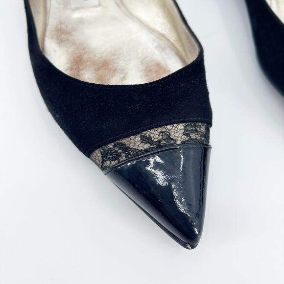 Jimmy Choo Ginny Ballet Flats Pointed Toe Patent Suede Lace Black Womens 36 (6) - Picture 12 of 12